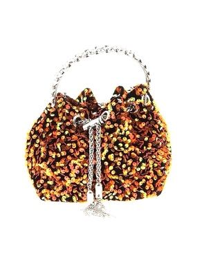 HANDBAG ~ Sequin Drawstring Crossbody Bag Black with Multicolor Sequins